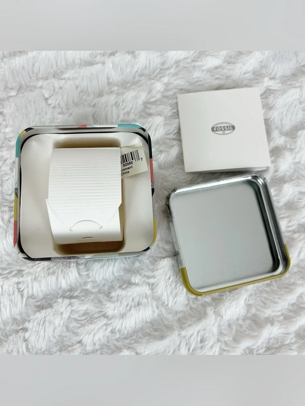 Fossil 2015 Collectible Watch Box Metal Tin Storage Glasses Geometric Pattern